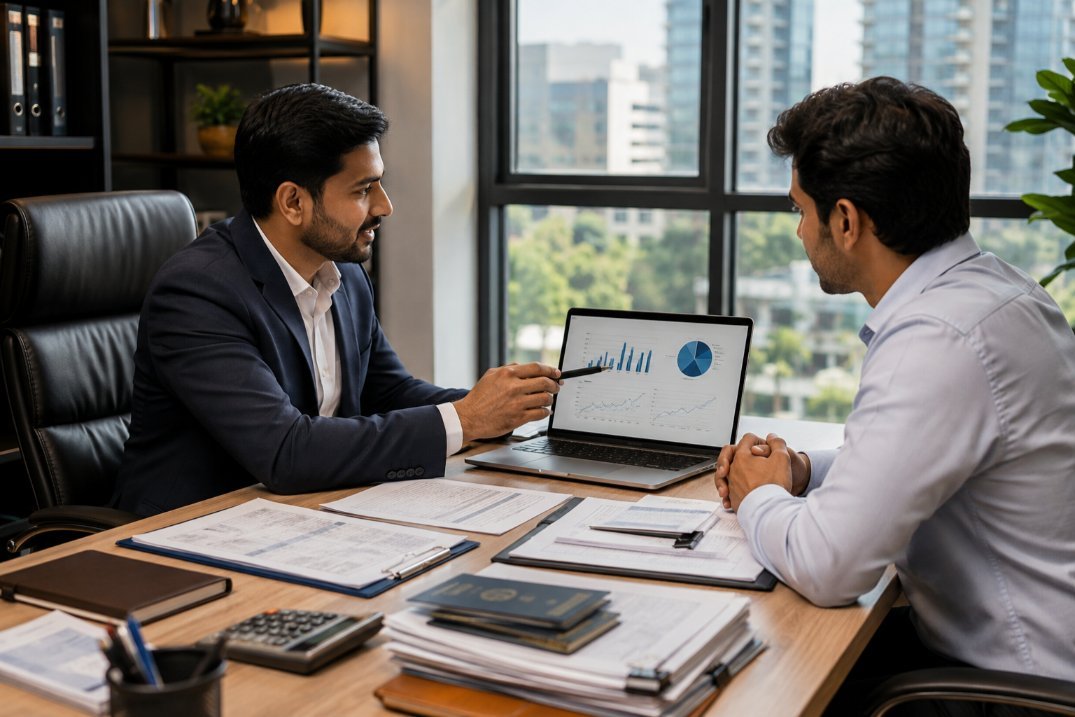 Consultant-explaining-company-registration-process-to-entrepreneur-in-Vasai