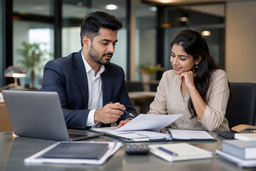Entrepreneur-consulting-professional-about-company-registration-requirements-in-Vasai