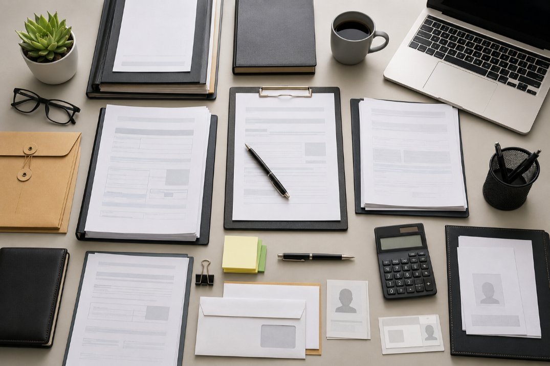 Trademark-registration-documents-and-brand-protection-paperwork-arranged-on-office-desk